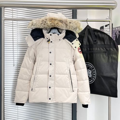カナダグース軽量ダウンコート高級 ファッションダウンジャケット冬物人気ブランドフード付きホワイト