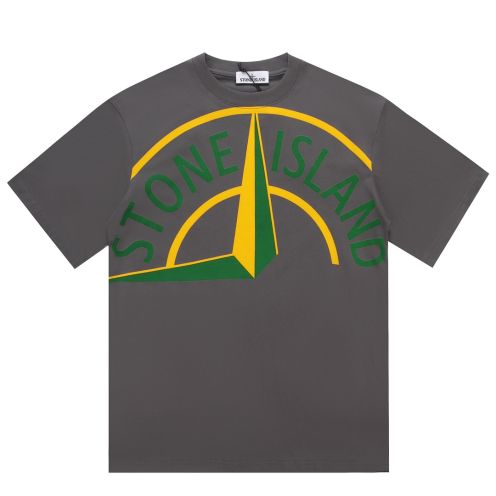 STONE ISLANDストーンアイランドｔシャツ偽物 半袖Tシャツ シンプル 100％綿 グレイ
