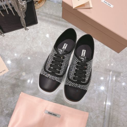 ミュウミュウ 靴 アウトレットスーパーコピー キラキラ 快適 2色可選 ブラック