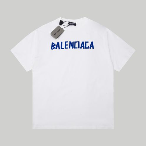 お得100%新品半袖バレンシアガ tシャツ偽物   青いの英字　Balenciaga定番