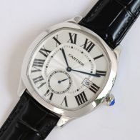 カルティエ腕時計コピー 優雅 メンズ 薄いワッチ レザー ホワイト