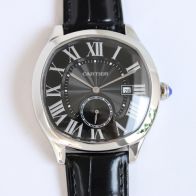 カルティエ腕時計コピー 優雅 メンズ 薄いワッチ レザー ブラック