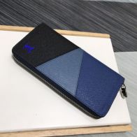 ルイヴィトンの素材ｎ級品 レザー 柔らかい メンズ 薄い 縦型ファスナー財布 ブルー