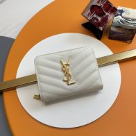 イヴサンローラン鞄スーパーコピー 柔らかい 短バッグ ゴールドメタル レザー財布 ホワイト