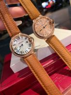 CARTIERカルティエ 腕時計 並行輸入コピー フランス 薄い腕時計 レザー 水晶ダイヤモンド 新商品 限定品 ブラウン