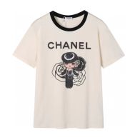 chanel シャネルトップス偽物 シャツ 柔らかい シンプル 純綿 短袖 アニメプリント ホワイト  