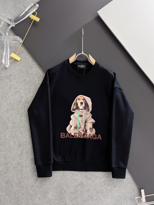 バレンシアガ口コミｎ級品 シンプル 柔らかい トップス シャツ 長袖 純綿 犬プリント ブラック 