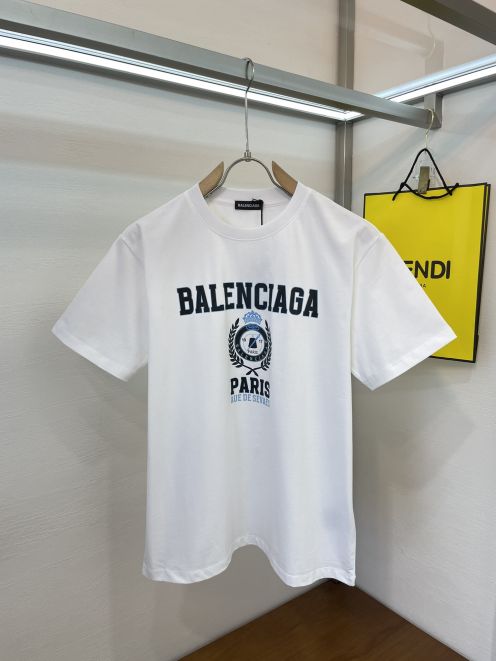 バレンシアガ宇宙服偽物 BALENCIAGA 短袖 Ｔシャツ 柔らかい 純綿トップス 男女兼用 2色 ブラック ホワイト