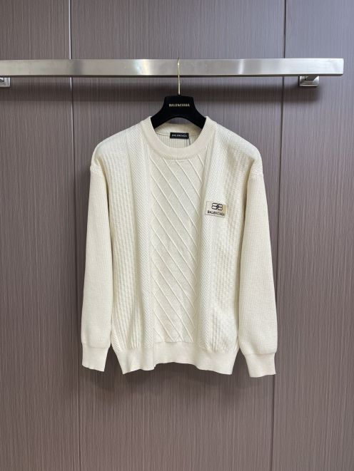 バレンシアガ トップハンドル激安通販 BALENCIAGA 長袖 柔らかい 純綿 セーター 暖かい ホワイト