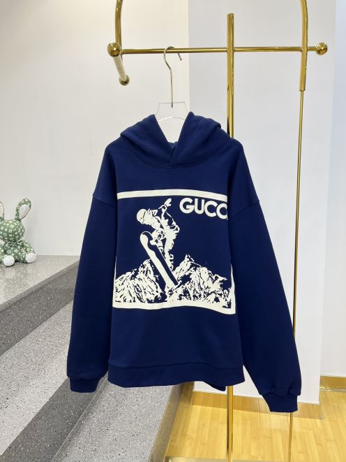 グッチコピー見分け方激安通販 GUCCI新作 柔らかい 純綿 トップス 長袖 ファッション快適 ブルー