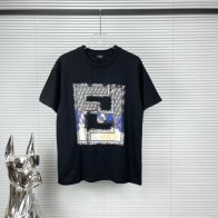 フェンディ定番人気物スーパーコピー半袖Tシャツコットンブラック柔らかい花柄レディースメンズ