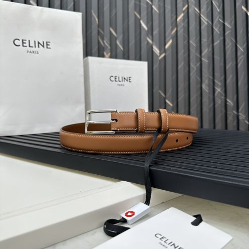 CELINEセリーヌ 輸入激安通販 牛革 ビジネス 激安品 プレゼント シルバーバックル ブラウン