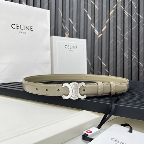 CELINEセリーヌロゴベルトｎ級品 牛革 ビジネス 激安品 シルバーバックル グレイ