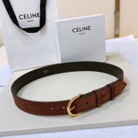 CELINEベルトセリーヌ激安通販 牛革 ビジネス カジュアル シンプル ゴールドバックル ブラウン