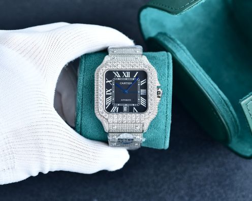 カルティエ腕時計中古コピー 時計 ステンレスバンド キラキラワッチ ダイヤモンド飾り ブラック