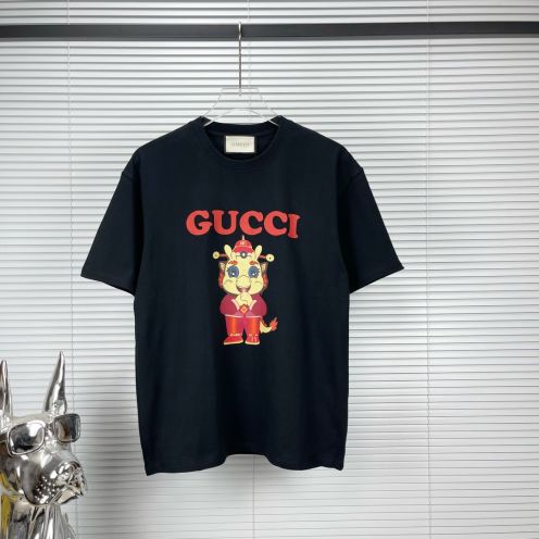 グッチ激安通販スーパーコピー半袖Tシャツコットンブラック柔らかい花柄ふわふわ