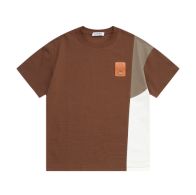 ロエベ偽物スーパーコピー半袖Tシャツコットンコーヒー色柔らかい高級花柄