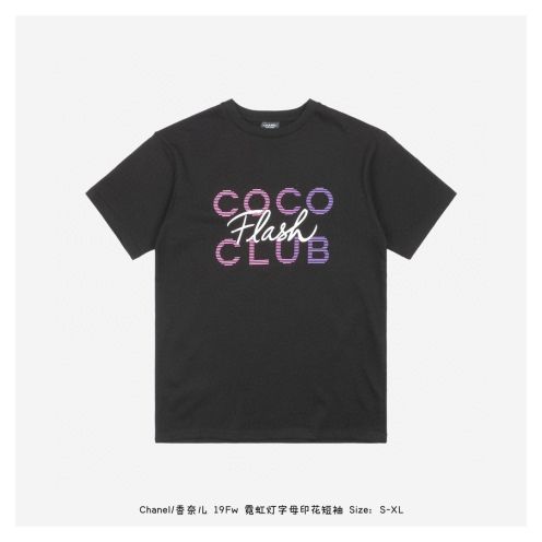 シャネル定番人気物スーパーコピー半袖Tシャツコットンブラック柔らかい高級花柄