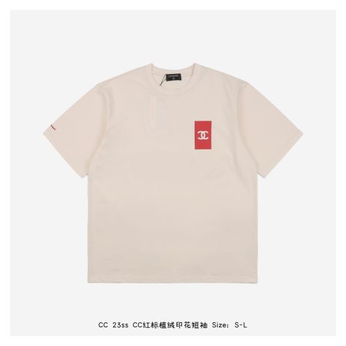 シャネルn級品スーパーコピー半袖Tシャツコットンアンズ色柔らかい高級花柄