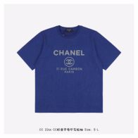 シャネル偽物スーパーコピー半袖Tシャツコットンブルー柔らかい高級花柄