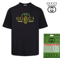 グッチGUCCI限定スーパーコピー半袖Tシャツコットンブラック柔らかい高級花柄