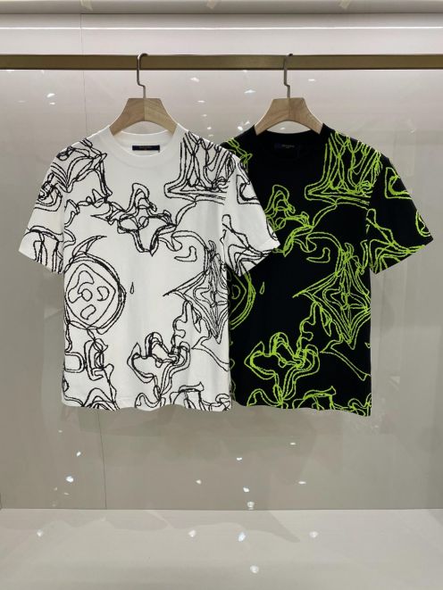 ルイヴィトン偽物スーパーコピー半袖Tシャツコットンブラック柔らかい高級花柄