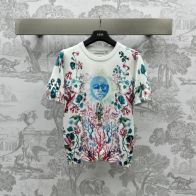 超優秀 激安 通販のディオール半袖ｔシャツ偽物花柄のニットTシャツ 快適な素材 丸首 上品