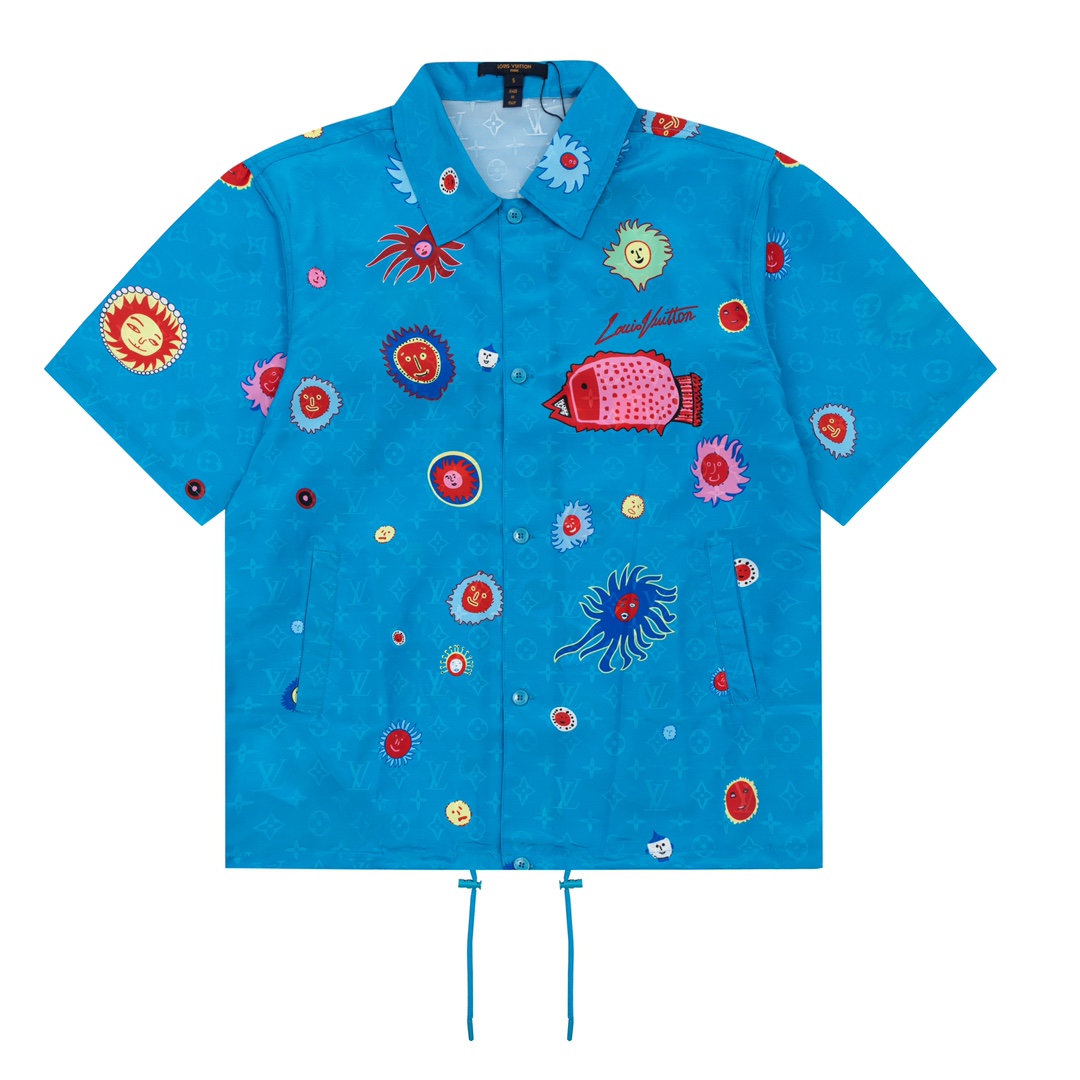ルイヴィトンのtシャツコピー カラフル ブルー プリントロゴ 激安新品 n品_1