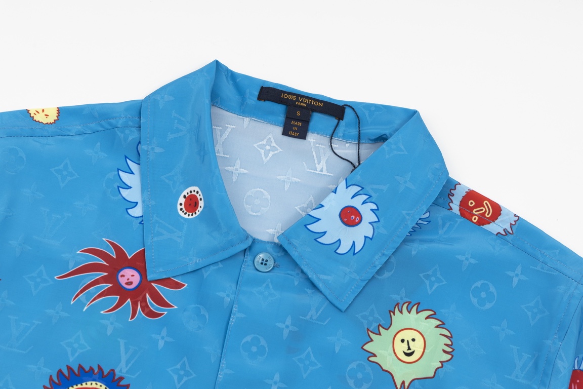 ルイヴィトンのtシャツコピー カラフル ブルー プリントロゴ 激安新品 n品_3