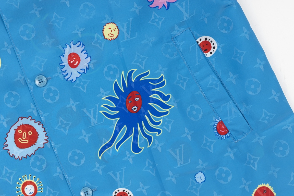 ルイヴィトンのtシャツコピー カラフル ブルー プリントロゴ 激安新品 n品_6