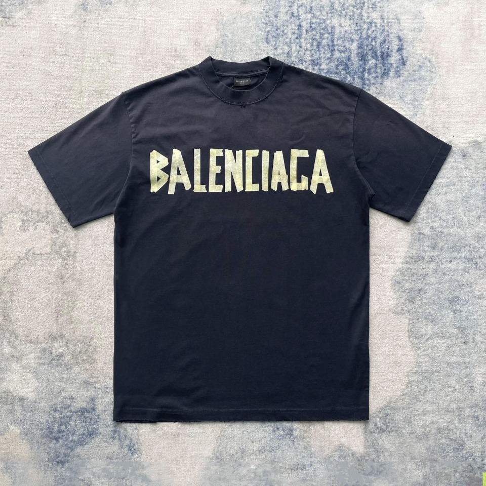 バレンシアガ半袖Tシャツ偽物コットン製ダメージ加工マップ_1