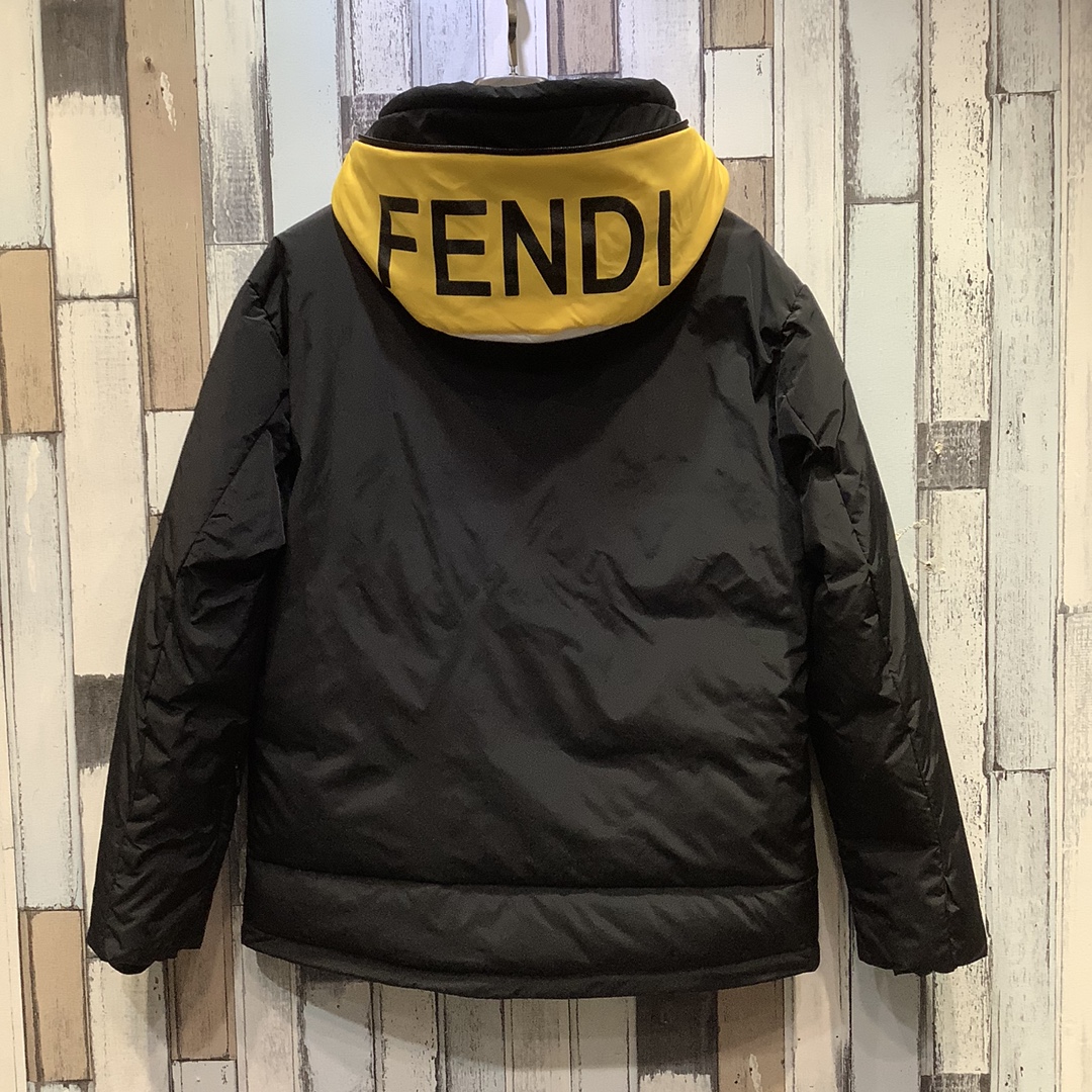 FENDIフェンディジャンパー偽物 フードつきの黒い高性能テクスチャのスキーウェアダウンジャケット_6