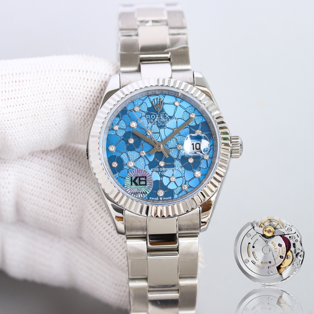 ロレックス腕時計偽物人気物ビジネスカレンダーメンズファッションライトブルー_1