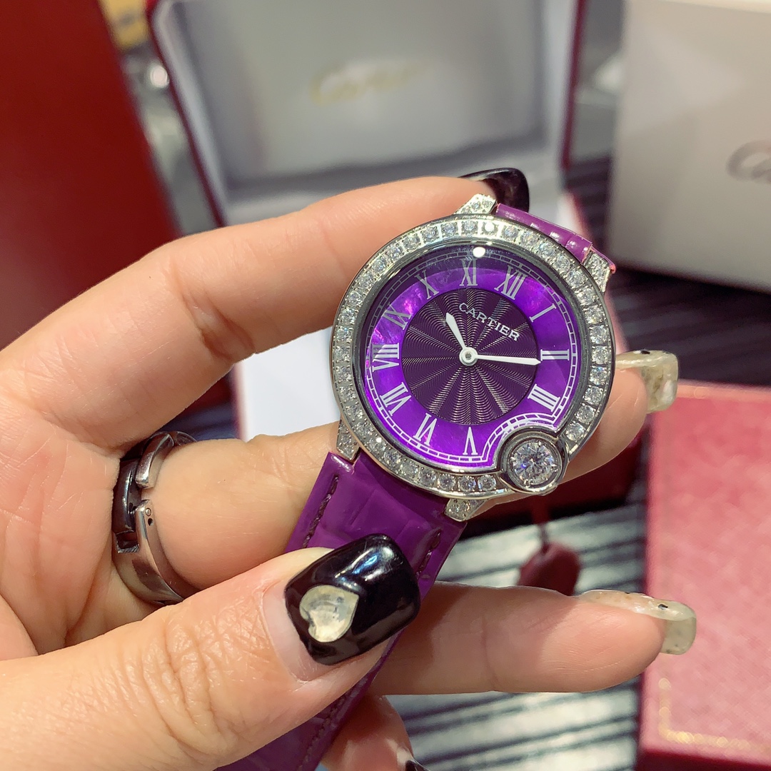  カルティエ腕時計スーパーコピー人気物ビジネスファッションプレゼントベルトパープルおしゃれ_1