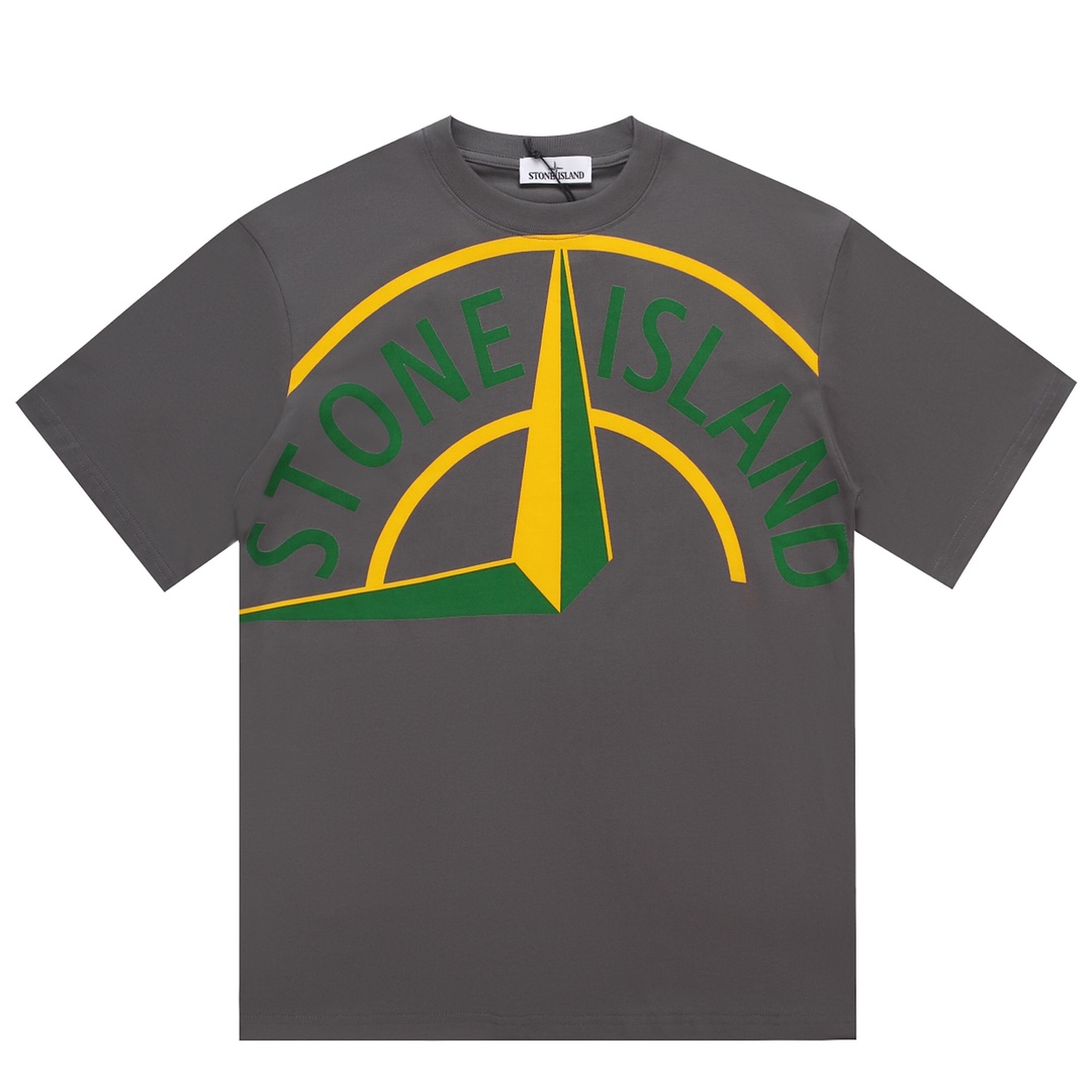STONE ISLANDストーンアイランドｔシャツ偽物 半袖Tシャツ シンプル 100％綿 グレイ_1