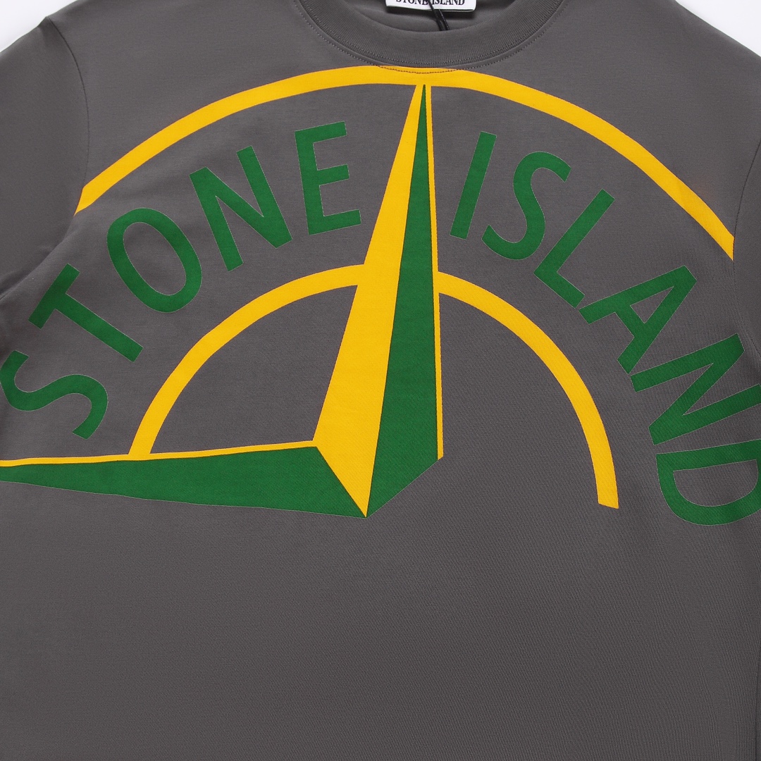 STONE ISLANDストーンアイランドｔシャツ偽物 半袖Tシャツ シンプル 100％綿 グレイ_3