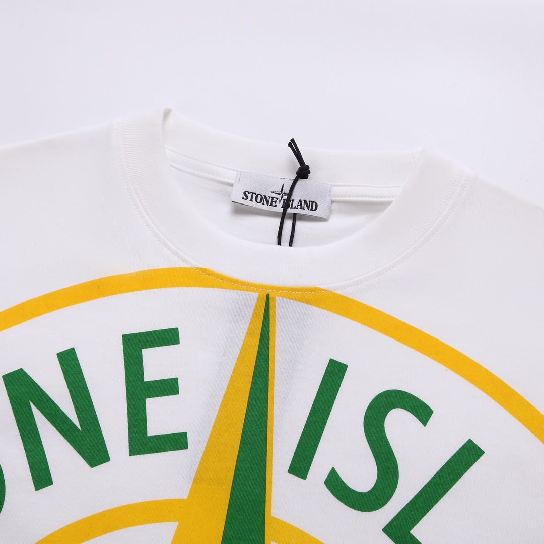 STONE ISLANDストーンアイランドｔシャツ偽物 半袖Tシャツ シンプル 100％綿 ホワイト_2