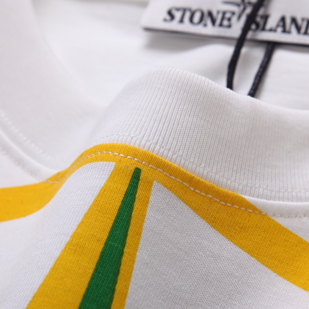 STONE ISLANDストーンアイランドｔシャツ偽物 半袖Tシャツ シンプル 100％綿 ホワイト_3