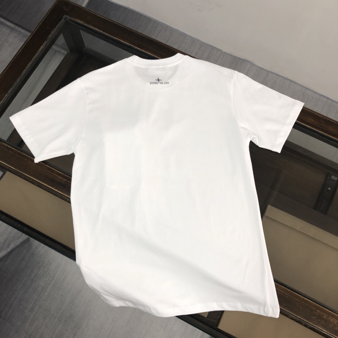驚きの破格値2023 新着ストーンアイランドコピー tシャツ シンプル感  半袖 100％綿 ホワイト_8