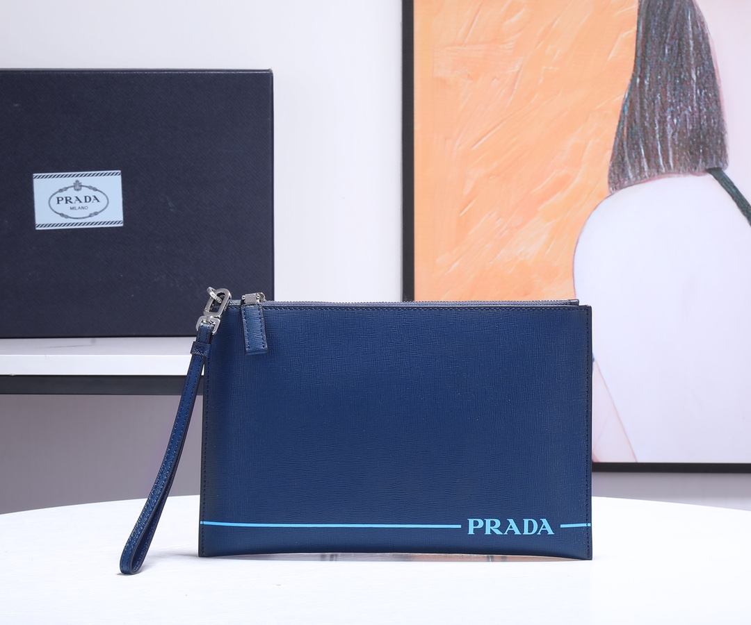 prada n級激安通販 プラダハンドルバッグ 23新品高級感 メンズビジネス 結婚式 大人気 レザー ブルー_1