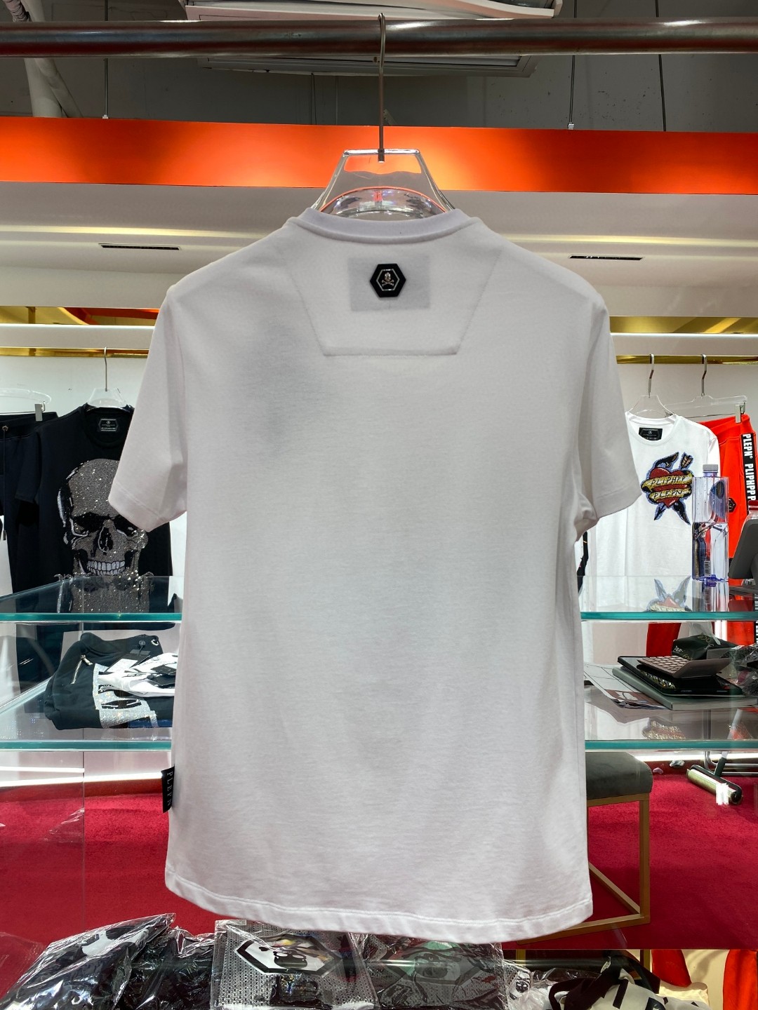 フィリッププレインシャツ偽物 半袖シャツ グリーンドクロプリント ホワイト_3