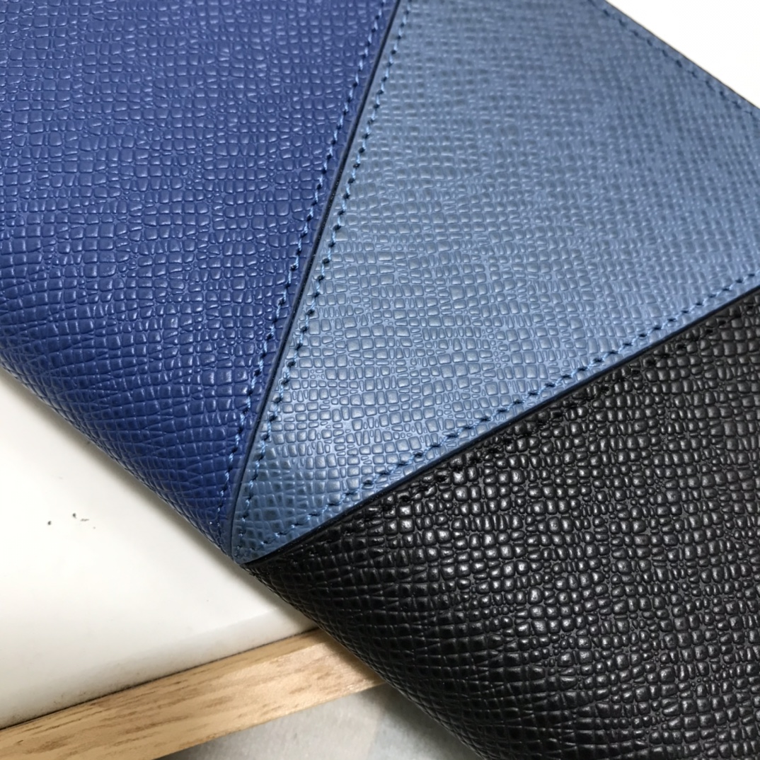 ルイヴィトンの素材ｎ級品 レザー 柔らかい メンズ 薄い 縦型ファスナー財布 ブルー_7