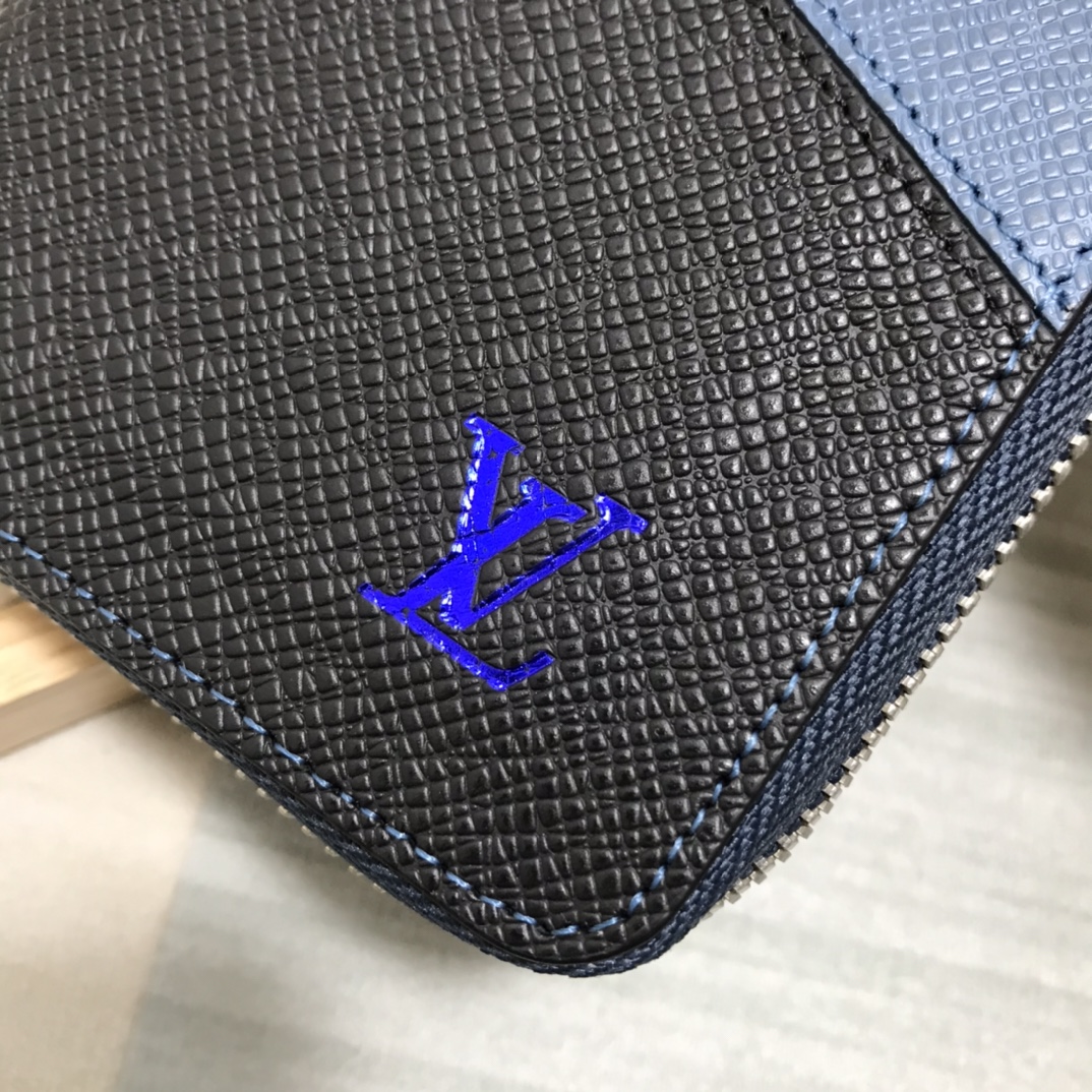 ルイヴィトンの素材ｎ級品 レザー 柔らかい メンズ 薄い 縦型ファスナー財布 ブルー_8