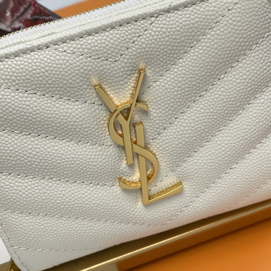 イヴサンローラン鞄スーパーコピー 柔らかい 短バッグ ゴールドメタル レザー財布 ホワイト_7