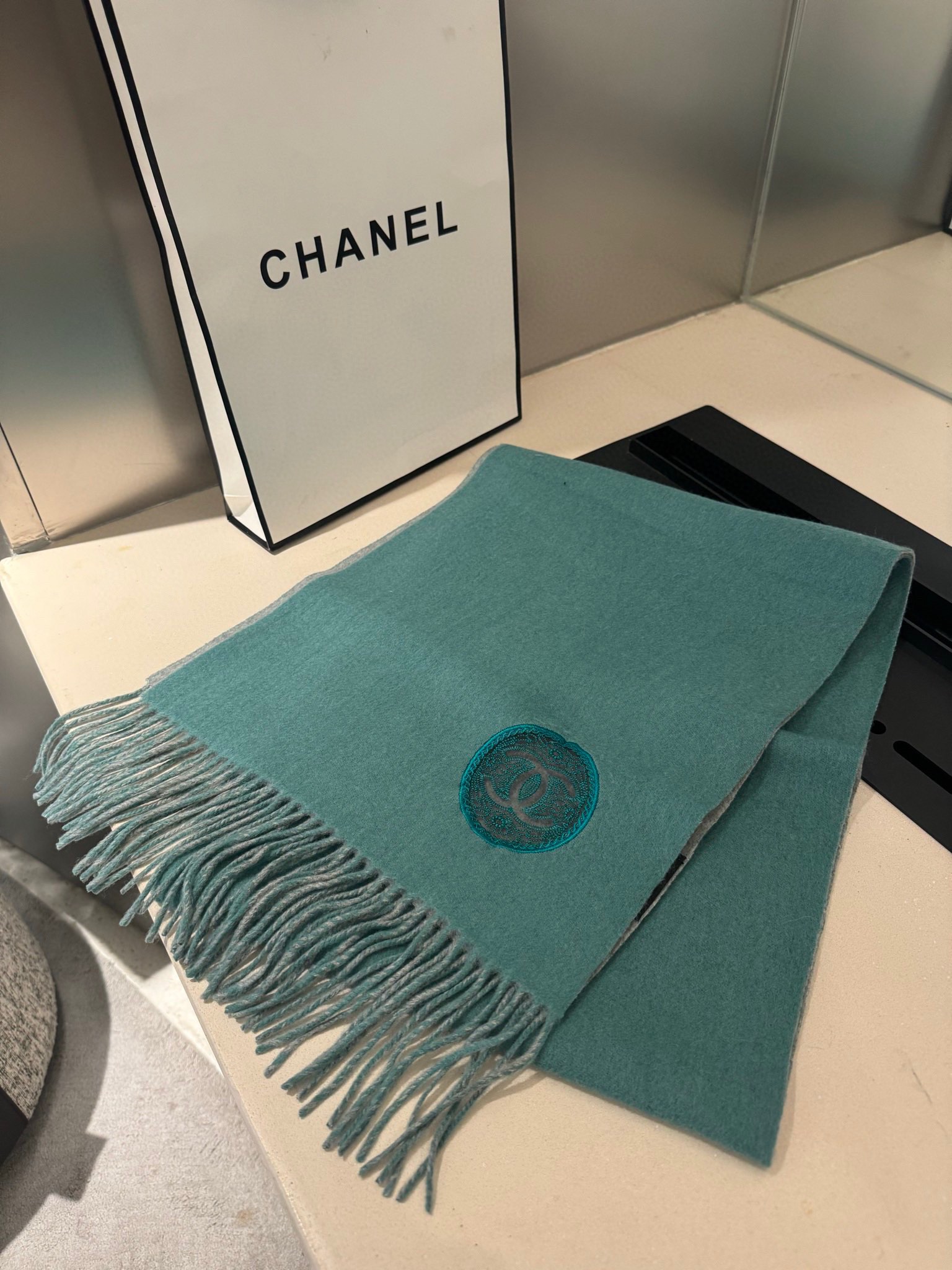 CHANEL2023新品 シャネルマフラーn級品 暖かい 大判 通勤 旅行 レディース グリーン_5