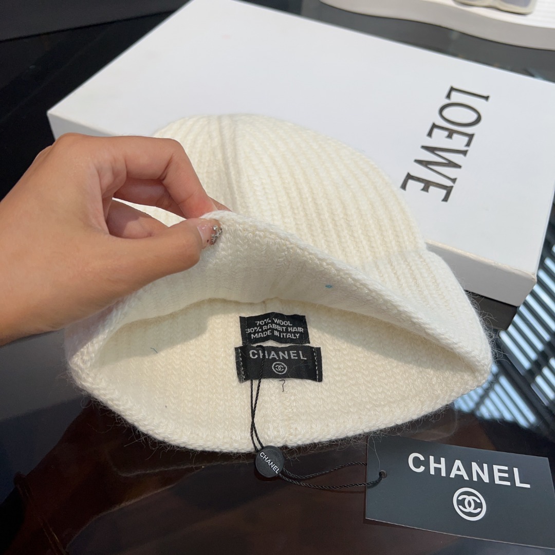 CHANEL2023新作 シャネルハット偽物 レディース 温かい帽子 冬のニット帽  ファッション ホワイト_3