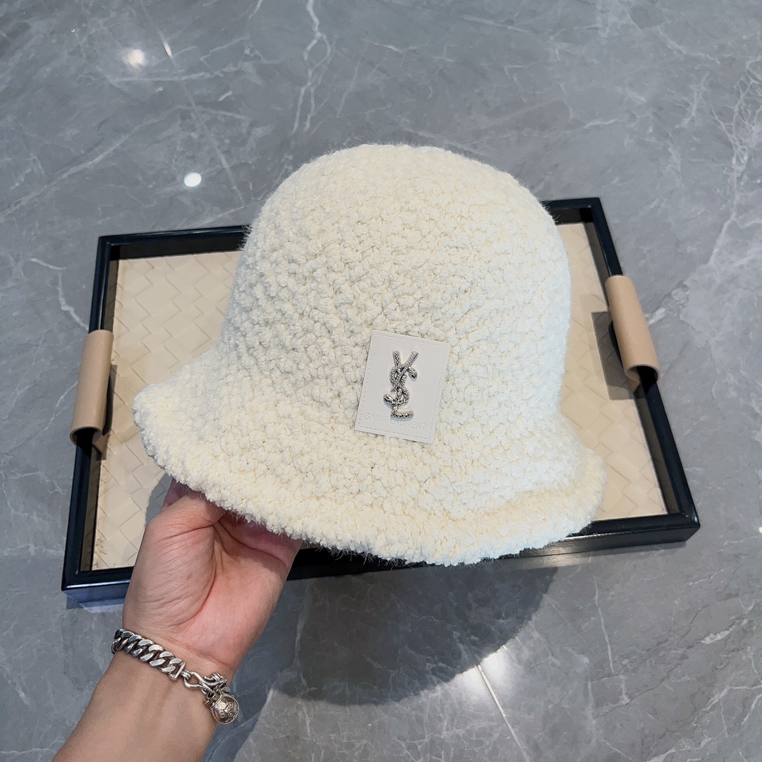サンローラン2024新作コピーニット帽コットンホワイト高級ファッション可愛い_1