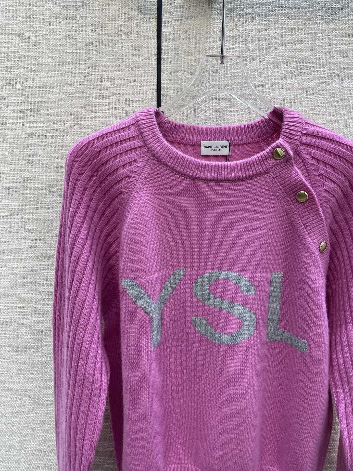 YSL イヴサンローラントトップス偽物 セーター 秋冬トップス 温かい シンプル コットン 3色 ピンク_2