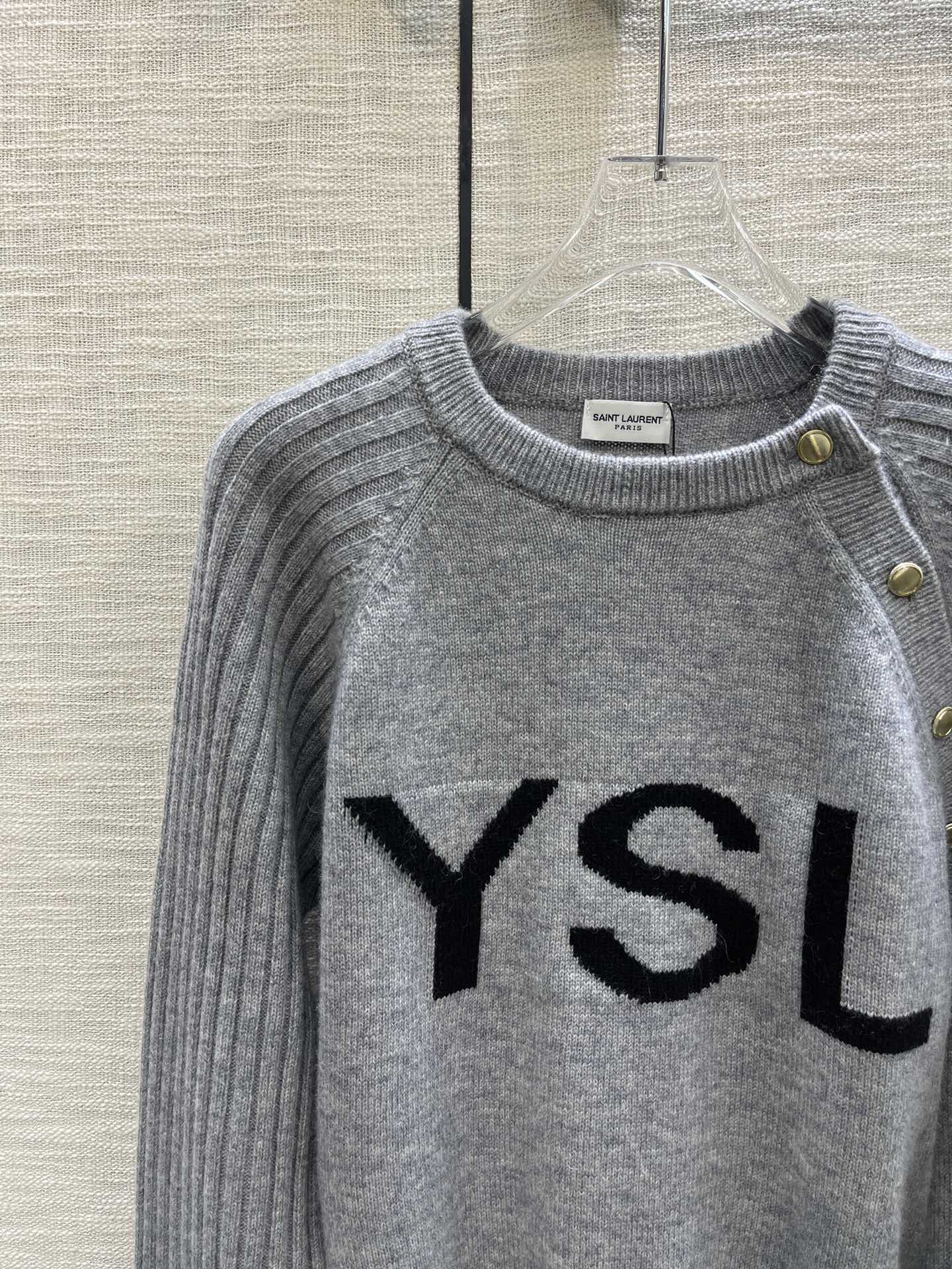 YSL サンローラントップスコピー セーター 秋冬トップス 温かい シンプル コットン 3色 グレイ_3