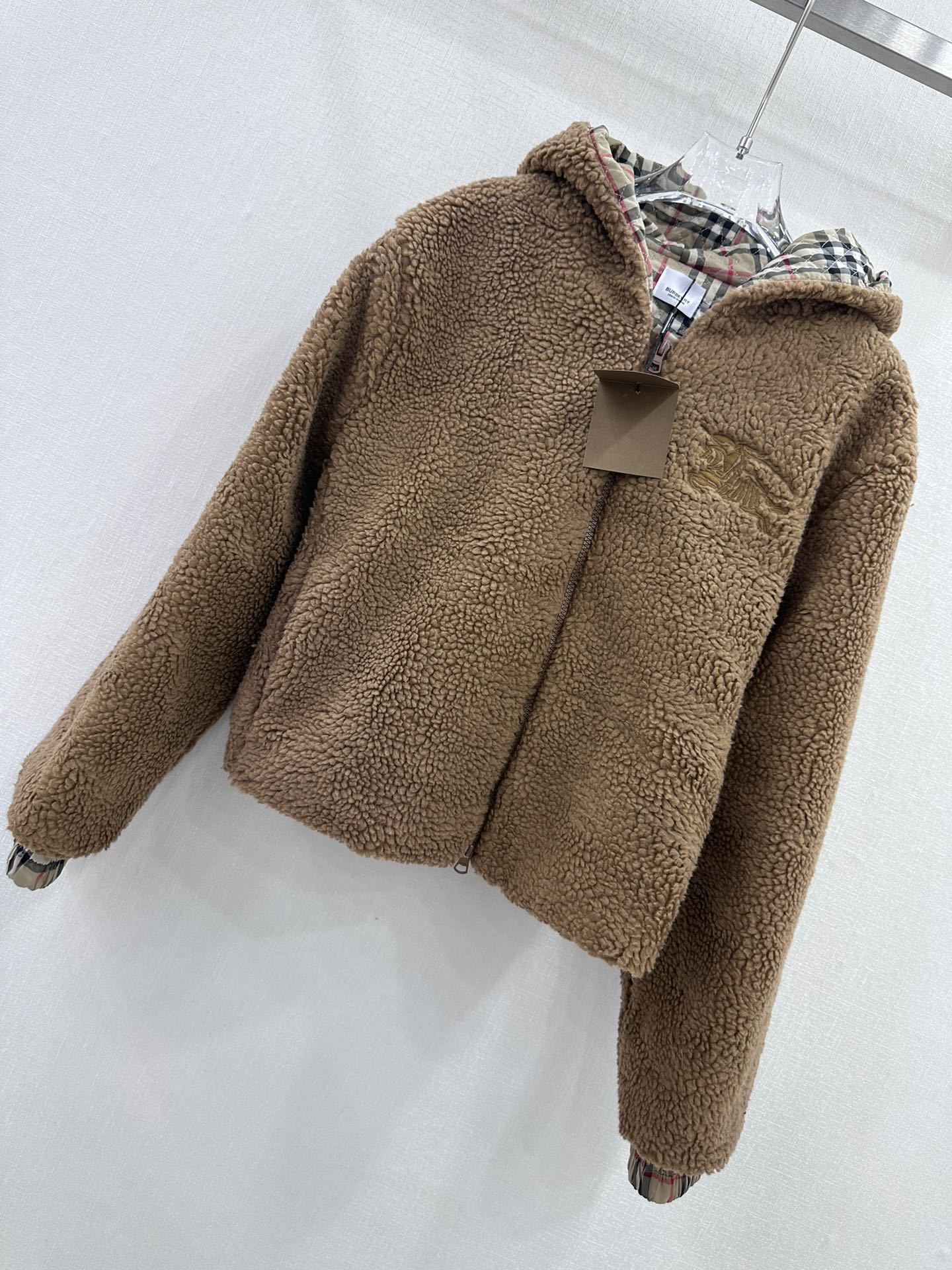 BURBERRYバーバリーのジャケットコピー 秋冬 暖かい チェック柄 柔らかい コートアウター ブラウン_2